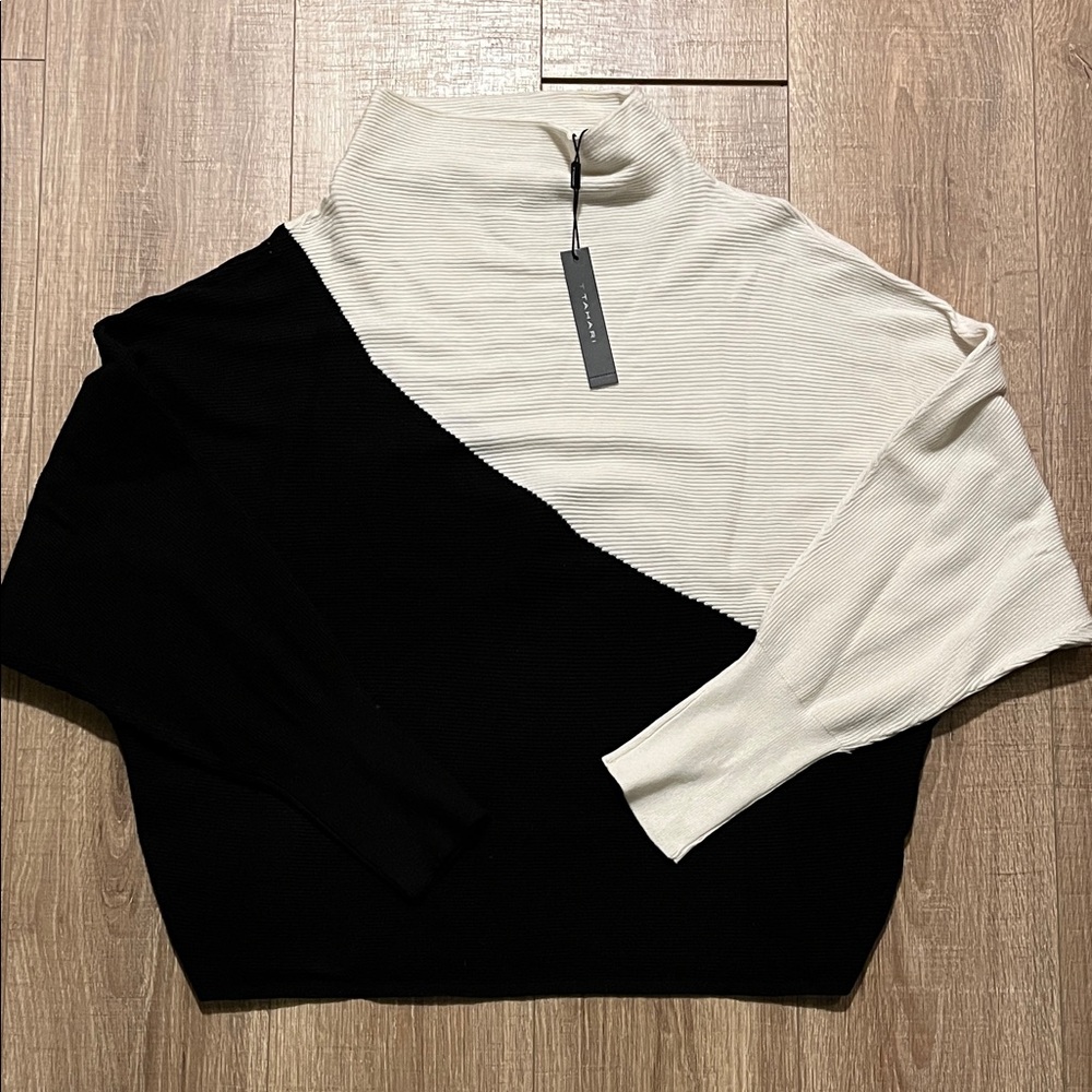 Tahari Black and Cream Cowl Neck Sweater NWT Nordstrom’s Size 1X
